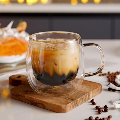 CNGLASS 16oz Double Walled Glass Coffee Mugs, Large Clear Coffee Cups - Image 3