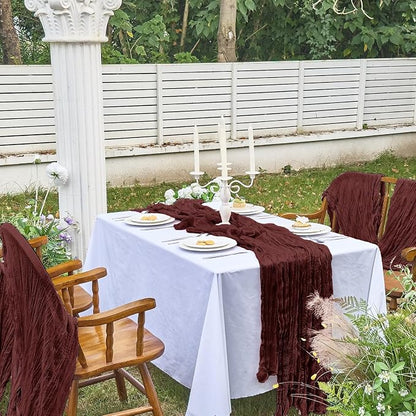 IVAPUPU Burgundy Red Table Runner 120 Inches - Image 7