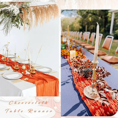 12 Pieces 10FT Orange Cheesecloth Table Runner Boho Gauze Fabric Runner - Image 5