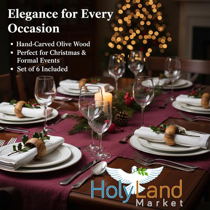 Holy Land Market Olive Wood Napkin Rings, Hand Carved Bethlehem | Certificate - Image 7