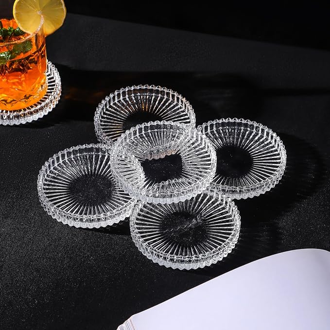 Glass Coasters Round Cup Mat, Decorative Wine Bottle Coaster, Crystal Drink - Image 3