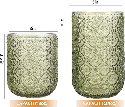 Set of 8 Vintage Embossed Glassware, 4 Highball Glasses 14oz & 4 Rocks Drinking - Image 5