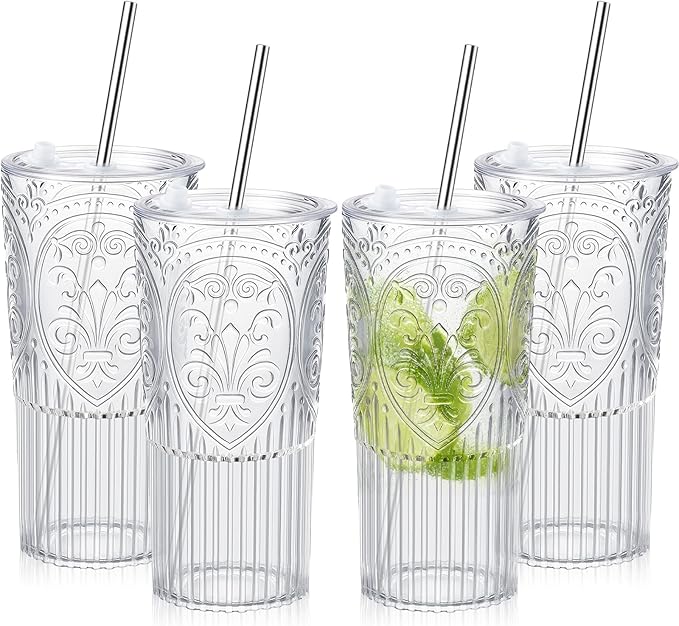 4 Set 20oz Vintage Plastic Tumbler by Unknown