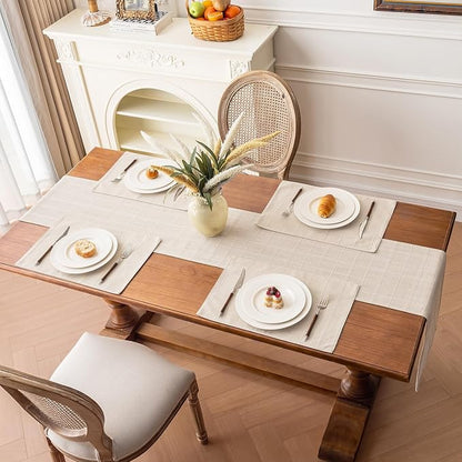 Linen Checked Placemats Set of 6, Ivory Rustic Place Mats 12x18 Inch | Raised - Image 7