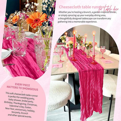 30 Pack Cheesecloth Table Runner 10FT Hot Pink Table Runner Boho Gauze Cheese - Image 8