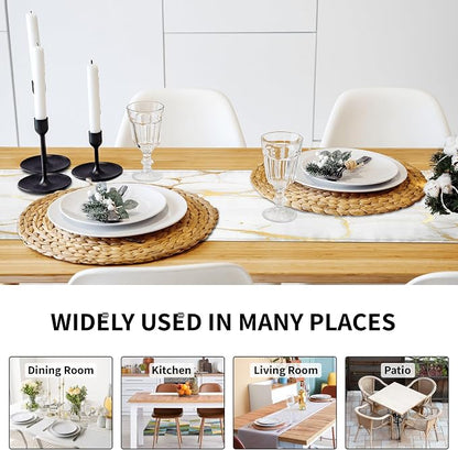 White Gold Table Runner Marble Linen Table Runners, Long Coffee Dresser Runners - Image 5
