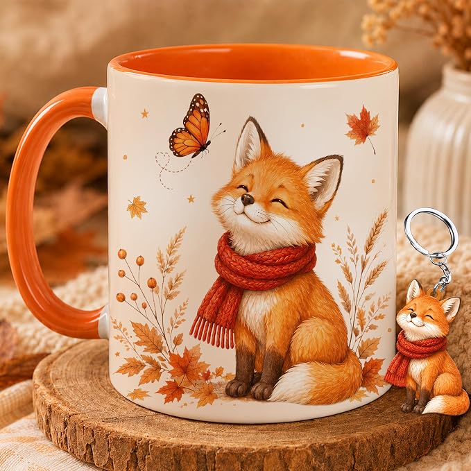 Hyturtle Fall Fox Coffee Mug And Keychain - Image 2