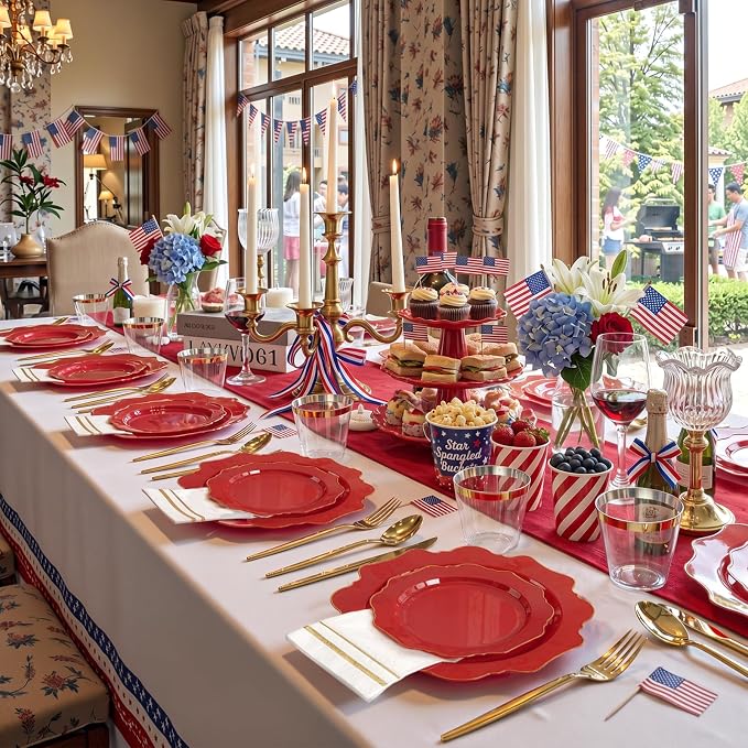175Pcs Red Plates - Image 4