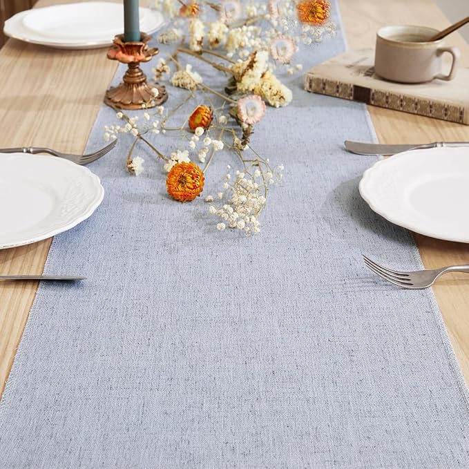 Cotton Linen Table Runner, 13x90 Inch, Machine Wash - Image 2