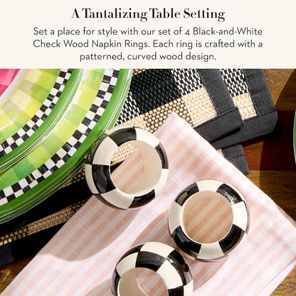 MACKENZIE-CHILDS Wood Napkin Ring Set, made from wood, fancy napkin-holder rings - Image 2