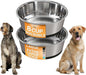 Neater Pet Brands Stainless Steel Dog Bowls with Non-Slip Rubber Bottom – Set of 2, 8 Cup (64 oz), Black - Heavy Duty Metal Dog Bowl, Dishwasher Safe, Food or Water Bowl, Ideal for Large Dogs