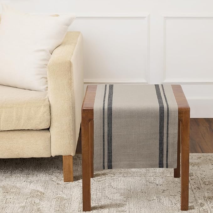 Solino Home 100% Pure Linen Table Runner, 14 x 36 in, French Stripe | Table by SolinoHome