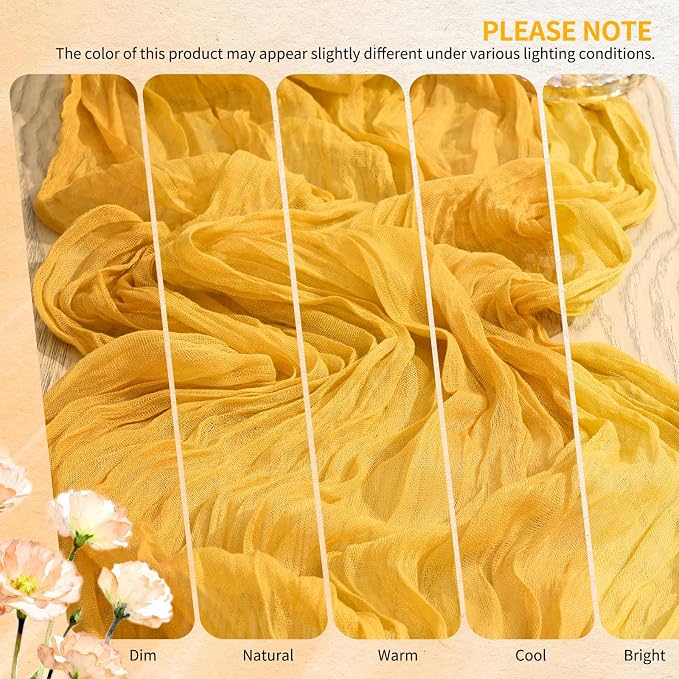18 Pack Cheesecloth Table Runner 10FT Gold Table Runner Boho Gauze Cheese Cloth - Image 7