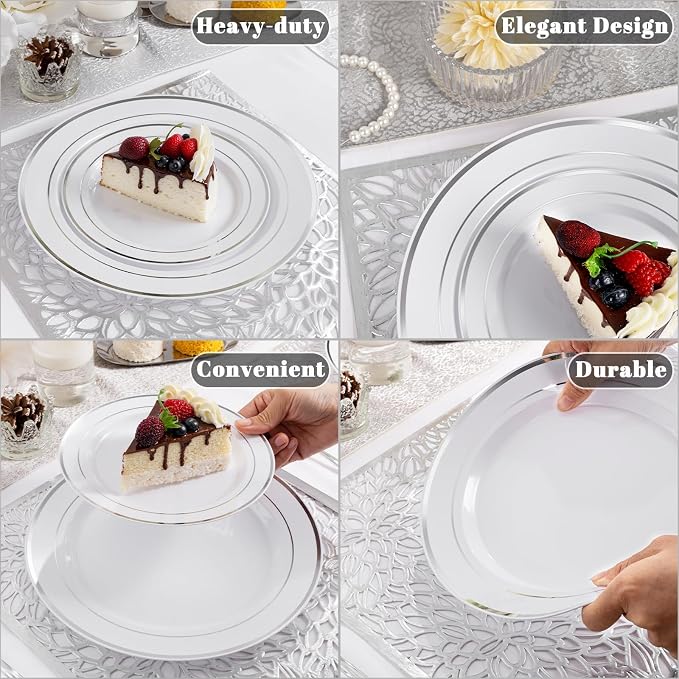 175PCS Sliver Plastic Plates - Image 7