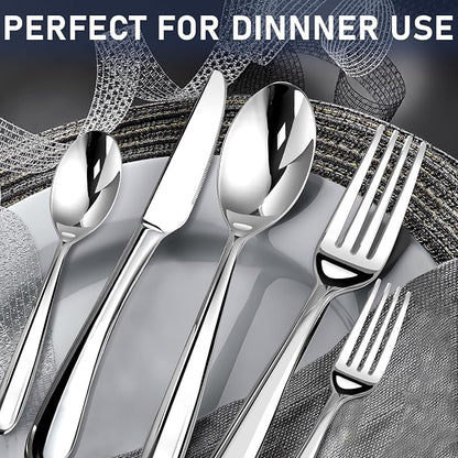 Heavy Duty Silverware Set for 12, Stainless Steel Flatware Cutlery Set | Heavy - Image 4