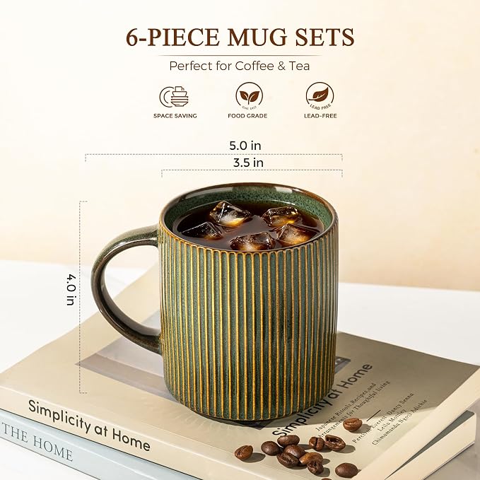 GBhome Ceramic Coffee Mugs Set of 6, 12oz Coffee Cups - Image 2