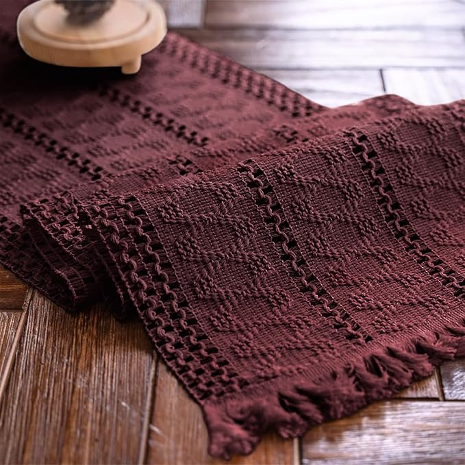 Macrame Table Runner Burgundy Boho Table Runners by AlynsehomCreateaBetterLife