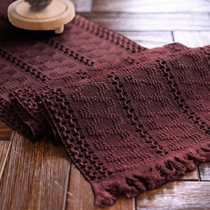Macrame Table Runner Burgundy Boho Table Runners by AlynsehomCreateaBetterLife