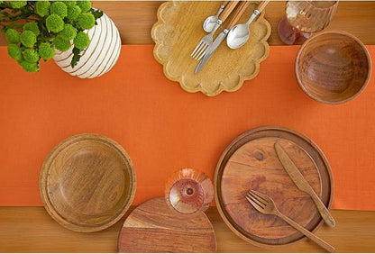 Solino Home 100% Pure Linen Dining Table Runner Orange, Fete 14 x 144 in | - Image 2