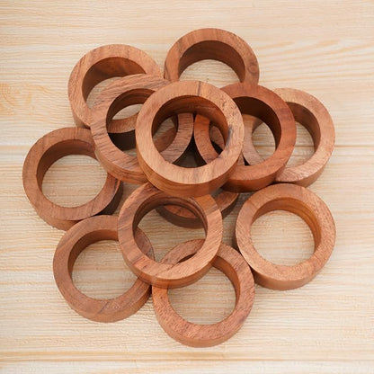 Acacia Wood Napkin Rings Set of 12 – Handmade Round Rustic Wooden Napkin Holders - Image 6