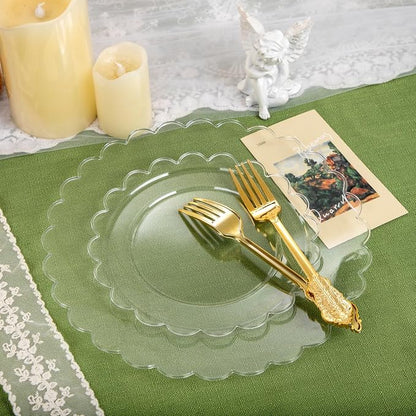 100Pcs Clear Scalloped Plastic Plates - Image 4