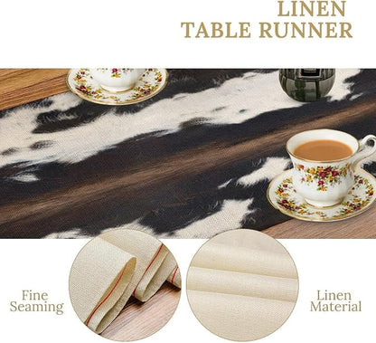 Cow Skin Print Table Runner, Rustic Cottage Country Farmhouse Animal Fur Skin - Image 5