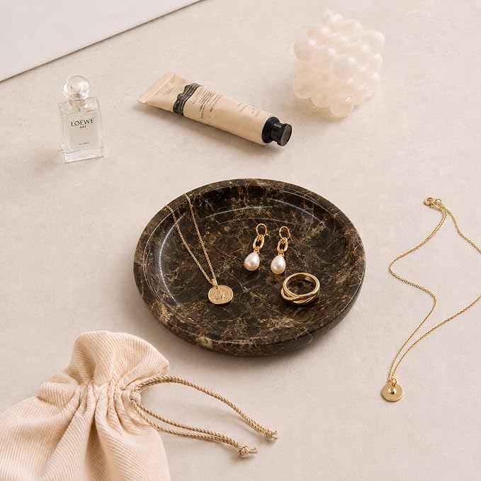 Small Natural Marble Jewelry Tray Key Plate Holder Dish Trinket Decor Catch All - Image 4