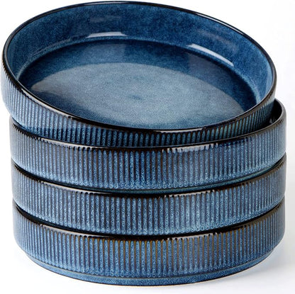 famiware Star 8.25" Pasta Bowls Set of 4, Bowl Plates, Nebulas Blue | Microwave by Famiware