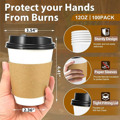Clawsoff 100 Pack 12 oz Disposable Coffee Cups - Image 2