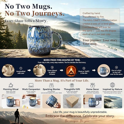 Unique Reactive Glaze Ceramic Coffee Mug - 14 oz Large Coffee Cup - Image 5