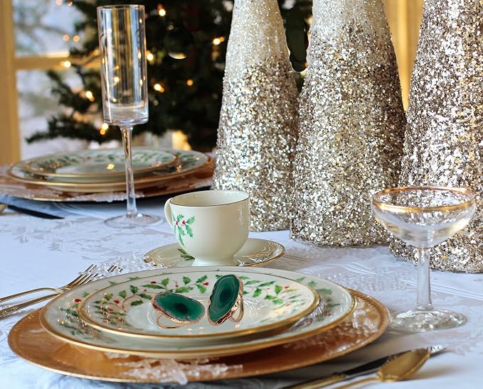 Gold Napkin Rings Set of 4, Natural Agate Slice | Dinner Table Decor - Image 5