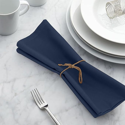 Ruvanti Cloth Napkins Set of 12, 18x18 Inches, 100% Cotton, Washable, Soft & Absorbent, Perfect for Wedding, Christmas, ‎Thanksgiving Dinners - Pageant Blue