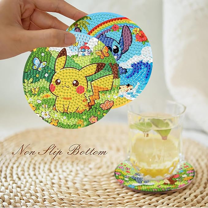 Cartoon Diamond Art Coasters for Adults & Kids, 7 Packs Diamond Painting - Image 8