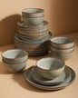 24 Piece Dinnerware Sets for 8, Modern Stoneware Plates and Bowls Setst by Pokini