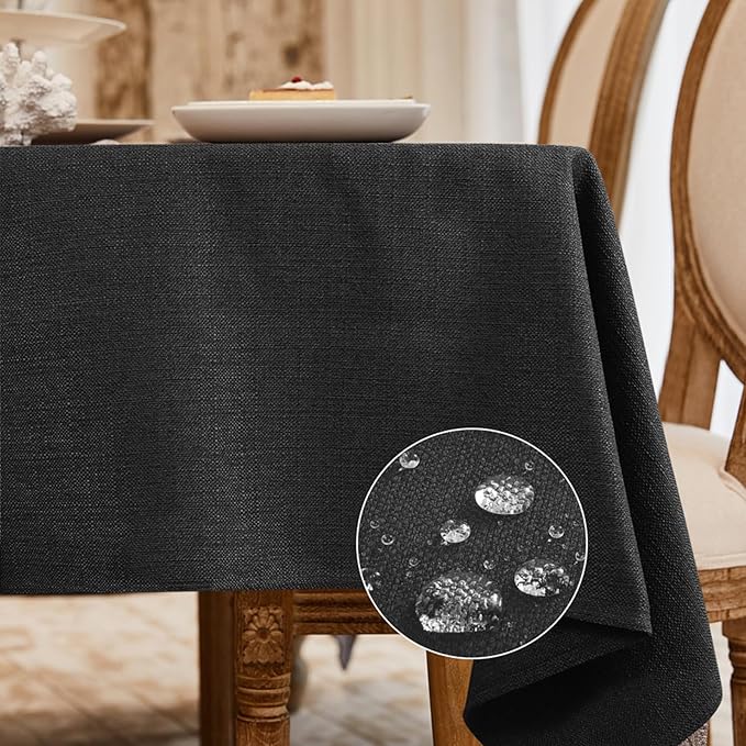 BALCONY & FALCON Rectangle Tablecloth Washable Wrinkle Resistant and Water Proof Table Cloth Decorative Linen Fabric Tablecloths for Dining Parties Kitchen Wedding and Outdoor (Charcoal Grey, 55x70)