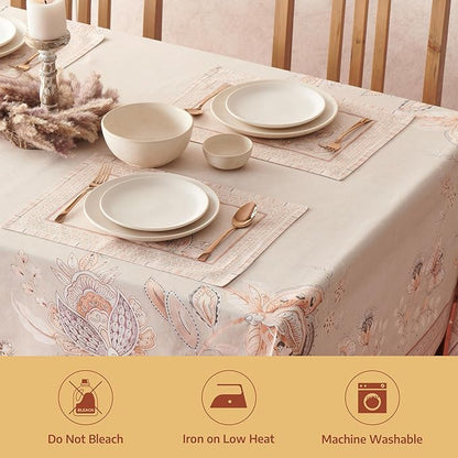 Maison d' Hermine Premium Table Cloth Rectangle Table 100% Combed Cotton 90 x 70 Inches Tablecloth Reusable Decorative for Dining Room, Farmhouse, Home, Party, Festive & Wedding - Society Florals