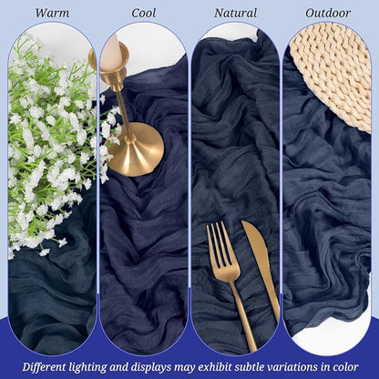 Pesonlook Cheesecloth Table Runner Navy Blue, 20 Pack 17.7x108 inch, Long | - Image 6