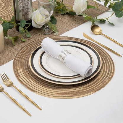 SHACOS Round Placemats Set of 6 Washable 15 inch Variegated Braided Round Place - Image 3