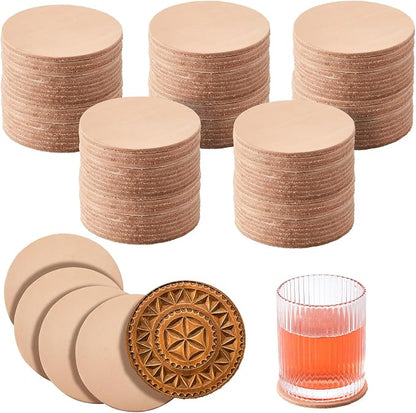 Bulyoou 25 Pack Round Vegetable Tan Leather 2" Tooling Veg Circular Leather by Bulyoou