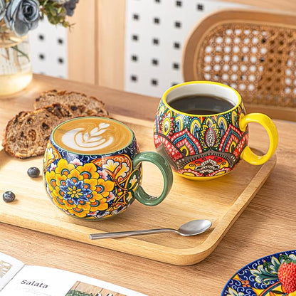 Henten Home Ceramic Coffee Mug Set of 6, 20 oz Colorful Coffee Cup - Image 4