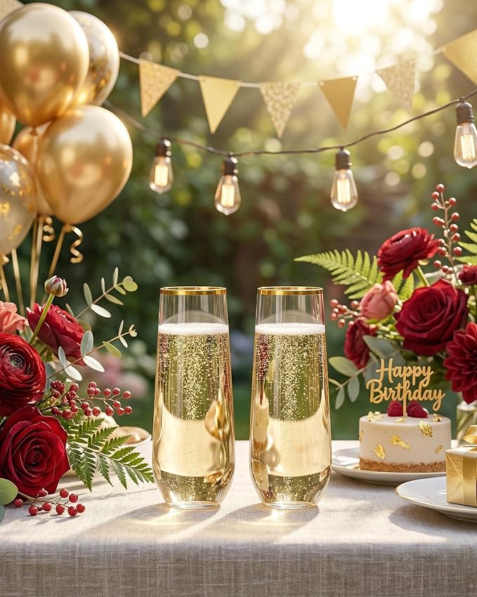 Ciaell 24 Pack Gold Plastic Champagne Flutes - Image 5
