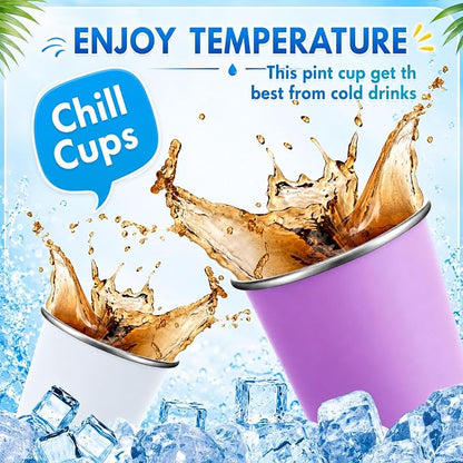 Mimorou 4 Pack 16 oz Stainless Steel Pint Cups Metal Cups Unbreakable Drinking - Image 4