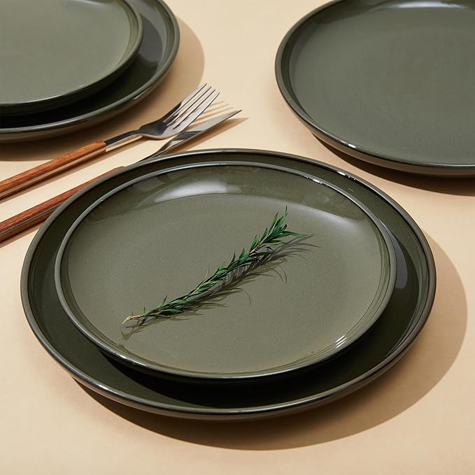 Santorini Mist Terracotta Reactive Glaze Plates and Bowls Sets, Stoneware - Image 5