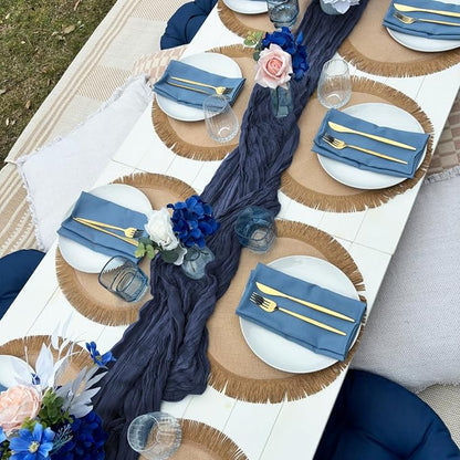 3 Pack Navy Blue Cheesecloth Table Runner 10FT Boho Gauze Cheese Cloth Table - Image 3