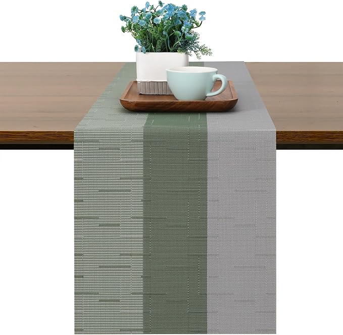 Table Runner 71 Inches Long, Vinyl Woven Farmhouse Table Runners | Washable by Chitomars