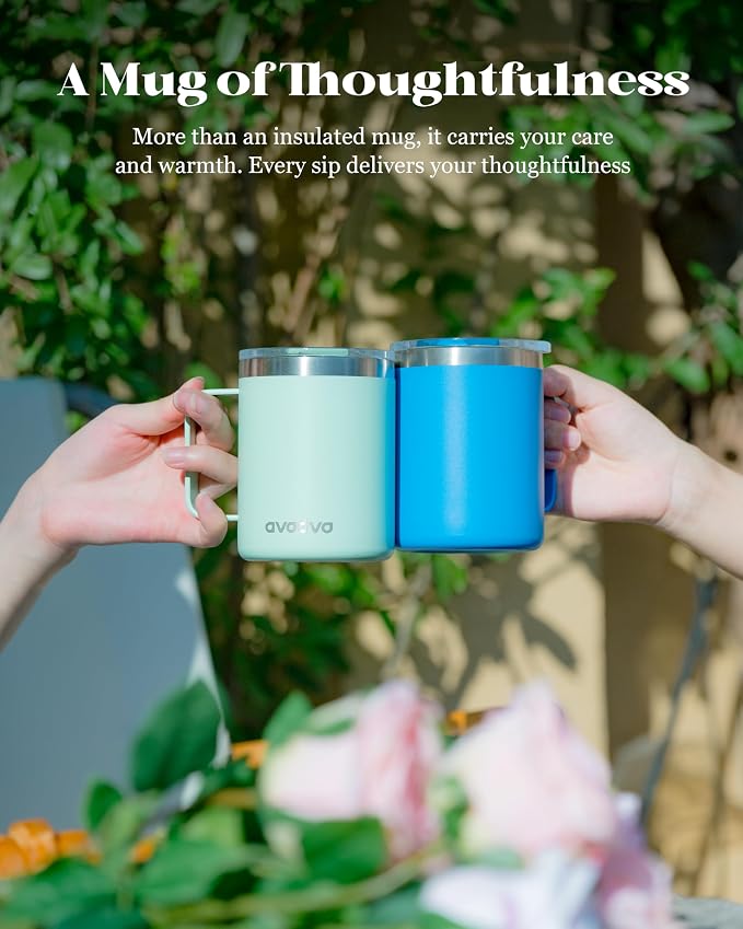 12oz Insulated Coffee Mug with Lid – Includes Two Lids, Stainless Steel Coffee - Image 8