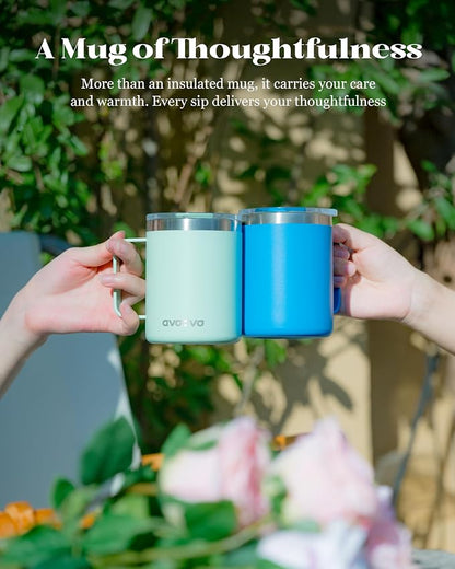 12oz Insulated Coffee Mug with Lid – Includes Two Lids, Stainless Steel Coffee - Image 8