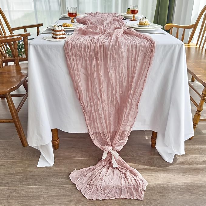 IVAPUPU Dusty Pink Table Runner 120 Inches - Image 3