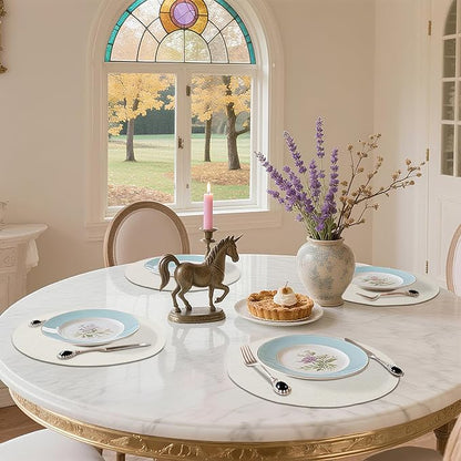 homing 15 Inch Round Cloth Placemats Set of 6, Cotton Linen Blend Washable Table Mats, Farmhouse Dining Place Mats for Indoors & Outdoors, Easy to Clean, Cream