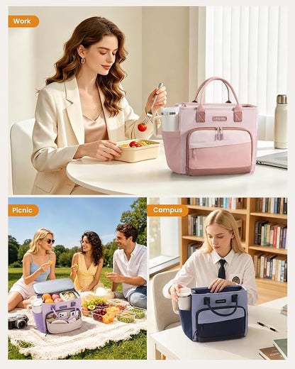 LOVEVOOK Lunch Box for Women, Adult Lunch Bag for Work, Rosy Pink | Upgraded - Image 2